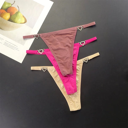 Tanga con tirantes para mujer, ropa interior con diamantes de imitación brillantes de talla grande