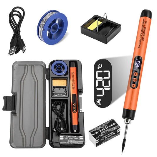 Suelda en casa o en otros lugares carga con USB con interfaz tipo C y temperatura ajustable.