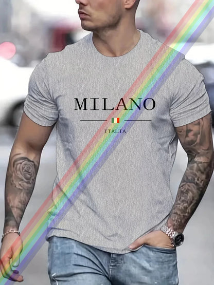Camiseta informal de manga corta de algodón con estampado de letras Milano para hombre y mujer, ropa de verano, moda urbana