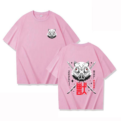 Camiseta con estampado de Hashibira Inosuke para mujer, camiseta de manga corta a la moda con estampado de anime callejero, camiseta informal de verano con personalidad