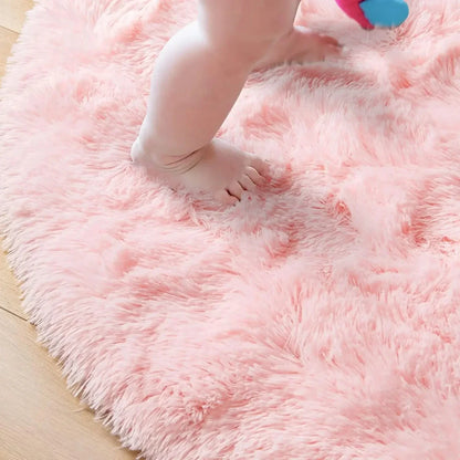 Tapis rond en peluche super doux, tapis blancs moelleux pour salon, décoration intérieure, chambre à coucher, chambre d'enfants, salon, tapis à poils épais