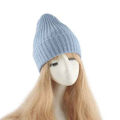 Gorro con puños de invierno para mujer, gorros elásticos de punto suaves y cálidos Unisex, gorro de esquí para exteriores, ropa de calle de moda