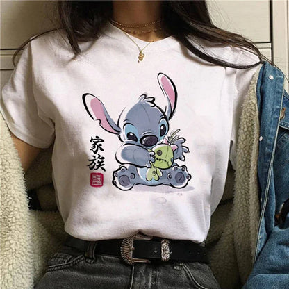 Camiseta divertida de dibujos animados de Stitch de Disney de los años 90 para mujer, camiseta de Lilo y Stitch, camiseta gráfica, ropa de calle, camisetas, ropa femenina
