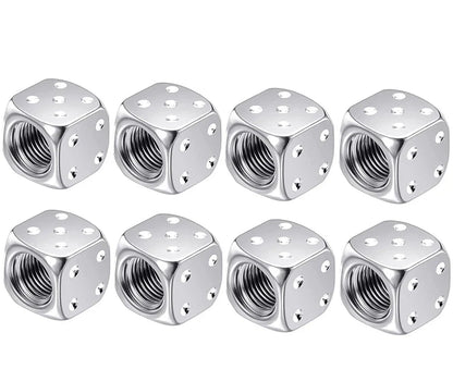 8 tapas de válvula de neumático de aluminio para vástago de rueda de dados, cubierta antipolvo para válvula de aire de neumático de coche, camión, motocicleta y bicicleta