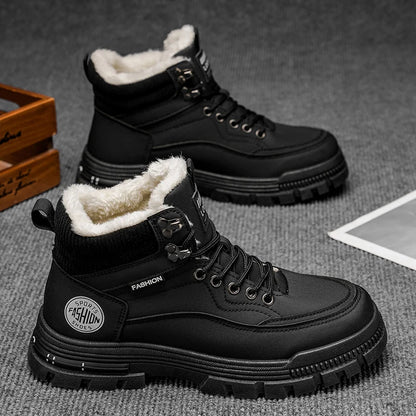 Botas de nieve nuevas de invierno para hombres, zapatos de algodón cálidos de caña alta de lana de invierno
