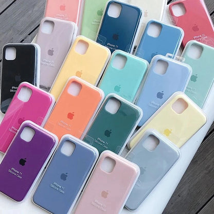 Funda de silicona líquida original para iPhone 16 15 14 11 12 13 Pro Max Fundas de Apple para iPhone 13 12 15 16 Plus Cubierta con logotipo completo