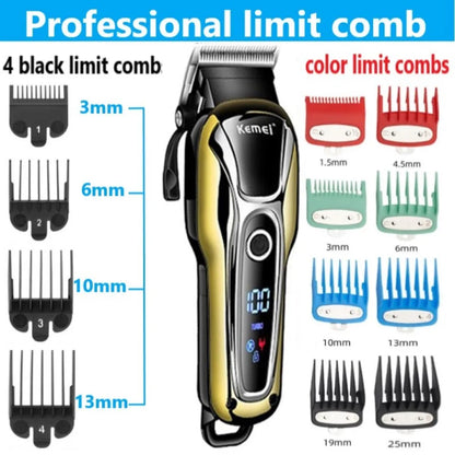 Kemei Tondeuse à cheveux professionnelle pour hommes Tondeuse à cheveux électrique Ensemble de machine à écran LCD
