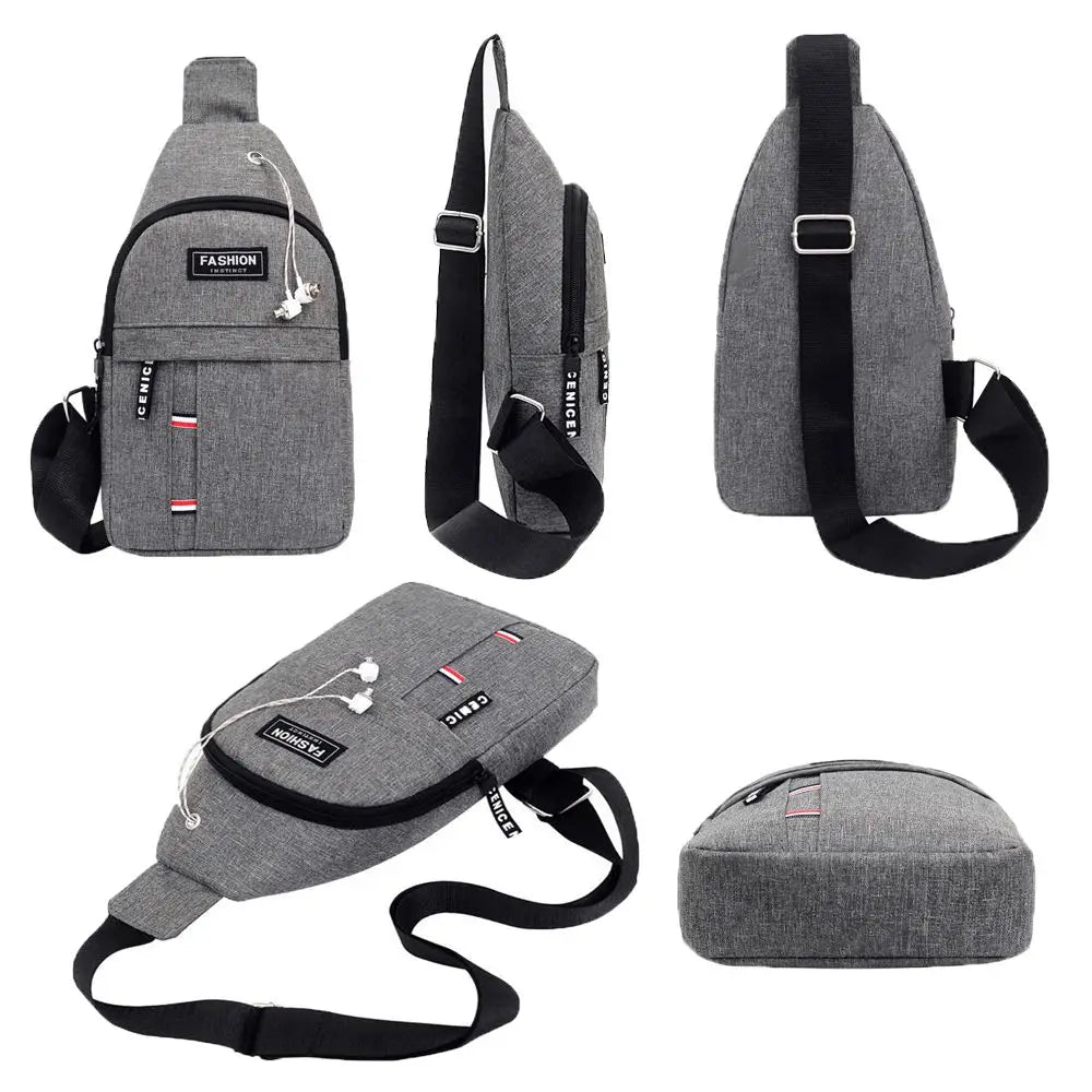 Korean style men's chest bag, waterproof shoulder bag, casual sports bag