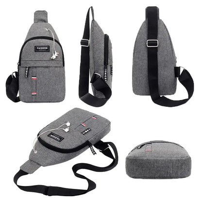 Korean style men's chest bag, waterproof shoulder bag, casual sports bag