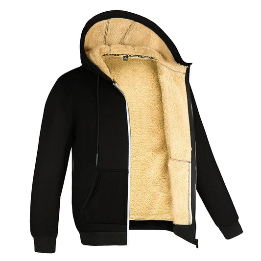 Abrigos de lana de cordero para hombre y mujer, chaquetas gruesas y cálidas de manga larga con cremallera, sudaderas con capucha deportivas informales