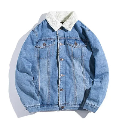 Chaqueta vaquera gruesa y cálida con forro polar para hombre, abrigo acolchado de algodón holgado, escena informal, Otoño/Invierno