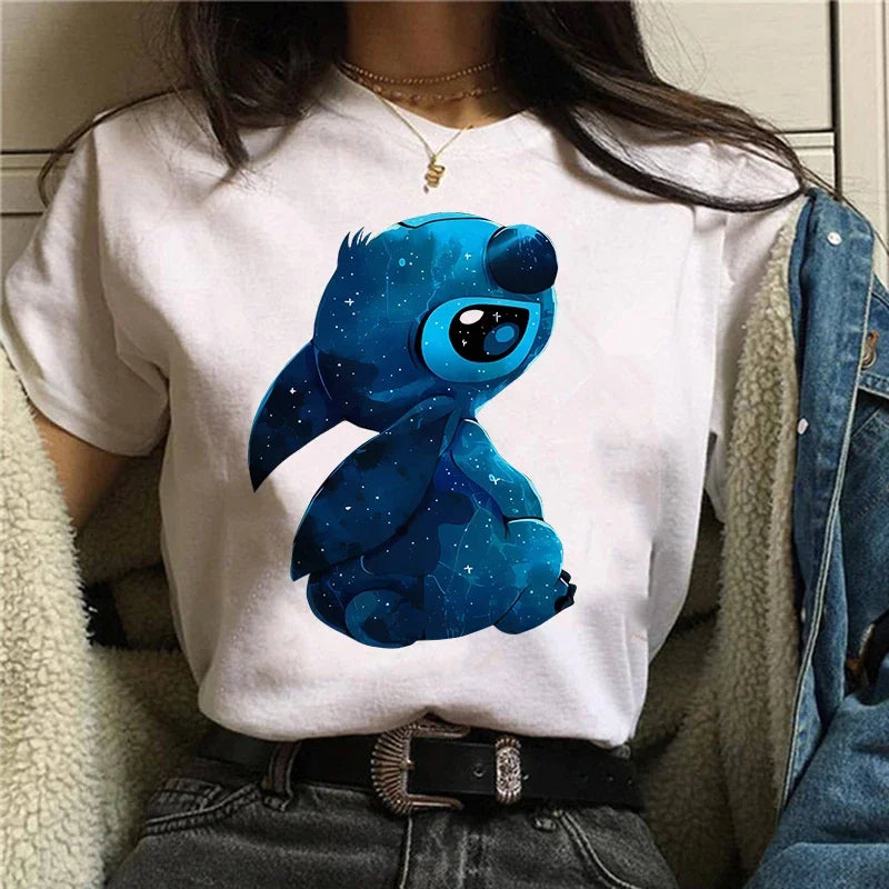 Camiseta divertida de dibujos animados de Stitch de Disney de los años 90 para mujer, camiseta de Lilo y Stitch, camiseta gráfica, ropa de calle, camisetas, ropa femenina