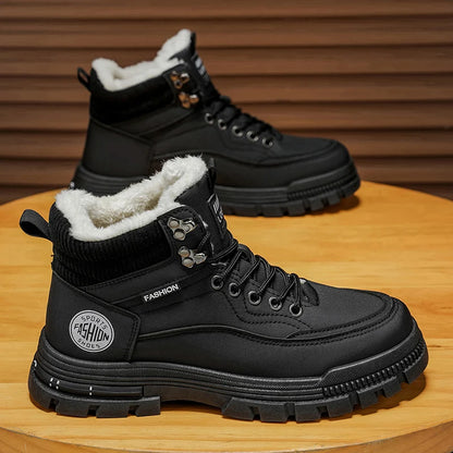 Botas de nieve nuevas de invierno para hombres, zapatos de algodón cálidos de caña alta de lana de invierno