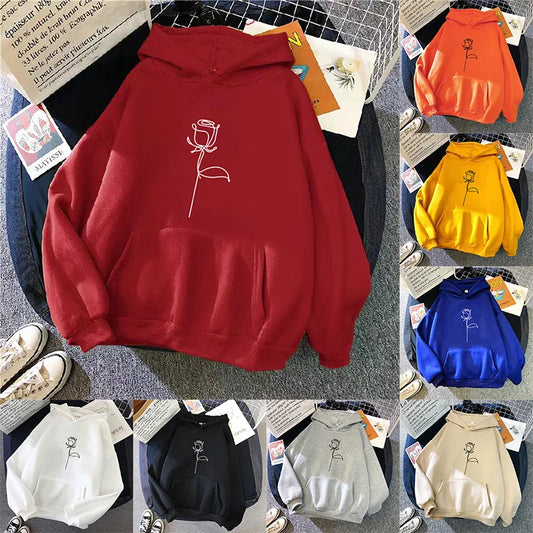 Sudaderas con capucha ropa deportiva mujer Sudadera con capucha pulóver sudadera elegante estampado de flores con mangas largas gruesas Tops sueltos