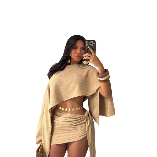 Conjunto de Top Transpirable con Escote Lateral y Hombros