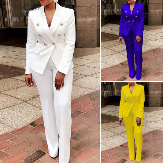 Women's jacket and pants set, high waist warm suit, fashion, holiday, office, 2 pieces