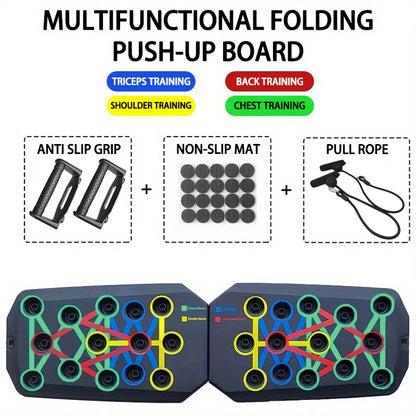 Tabla de flexiones portátil y multifuncional con asas, equipo de fitness plegable para entrenamiento de pecho, abdomen, brazos y espalda.