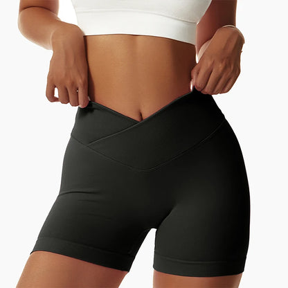 Pantalones cortos de Yoga de cintura alta sin costuras para mujer, mallas deportivas elásticas, pantalones cortos de gimnasio con realce de glúteos para verano