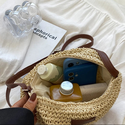 Bolso cruzado de paja para mujer, bolsa de hombro tejida, a la moda, para playa, vacaciones, compras, Verano