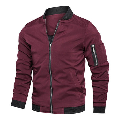 Chaquetar de primavera y otoño para hombre, chaqueta ligera informal para hombre, cortavientos deportivo, abrigo con cremallera y bolsillos