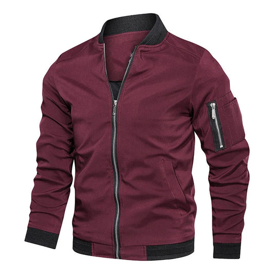 Chaquetar de primavera y otoño para hombre, chaqueta ligera informal para hombre, cortavientos deportivo, abrigo con cremallera y bolsillos