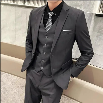 traje de boda informal de estilo británico de negocios de caballero a la moda para presentador de banquete de color sólido