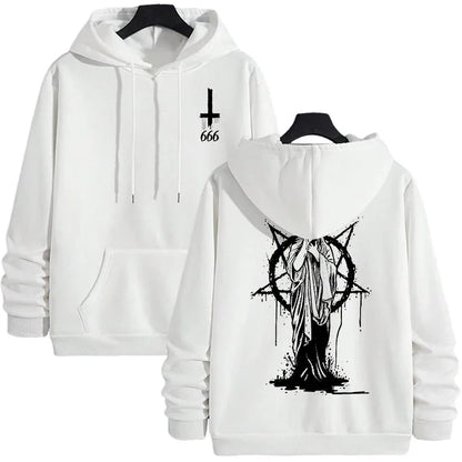 sudaderas con capucha de moda para hombre, ropa deportiva informal con estampado Demoníaco de Satán, ropa de calle urbana para otoño e invierno, ropa para hombre