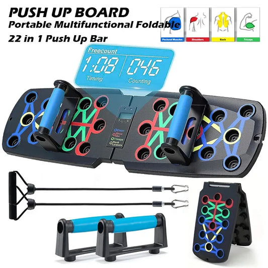 Tabla de flexiones con conteo automático inteligente, soporte plegable para flexiones múltiples con sensor corporal para fortalecer los músculos centrales y mantener la estabilidad en casa.