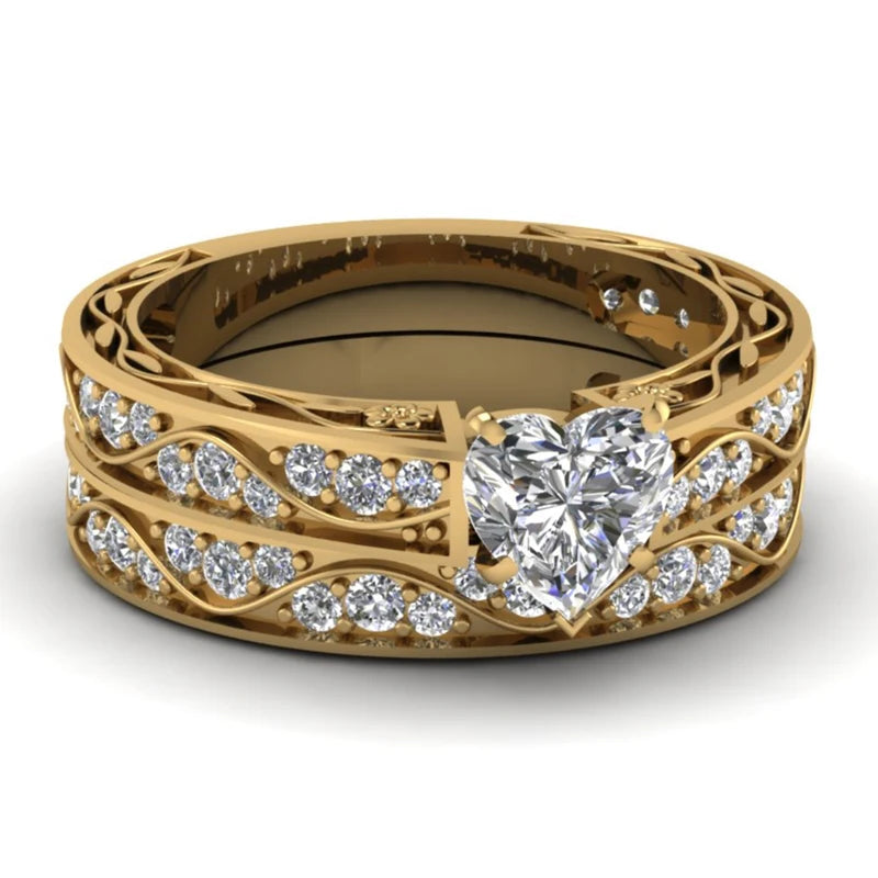 Bagues de couple tendance pour amoureux, jolies bagues en forme de cœur avec strass et zircon pour femmes, bagues tendance en acier inoxydable pour hommes, cadeau de Saint-Valentin 