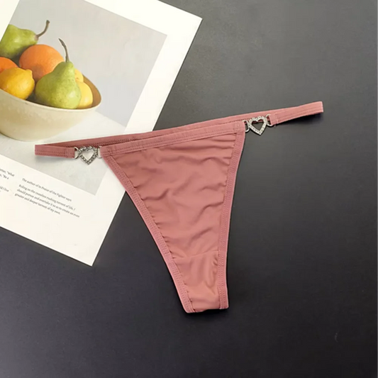 Tanga con tirantes para mujer, ropa interior con diamantes de imitación brillantes de talla grande