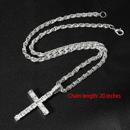 Nuevos collares colgantes con cruces apiladas heladas para hombres con cadena, colgante de joyería con diamantes de imitación