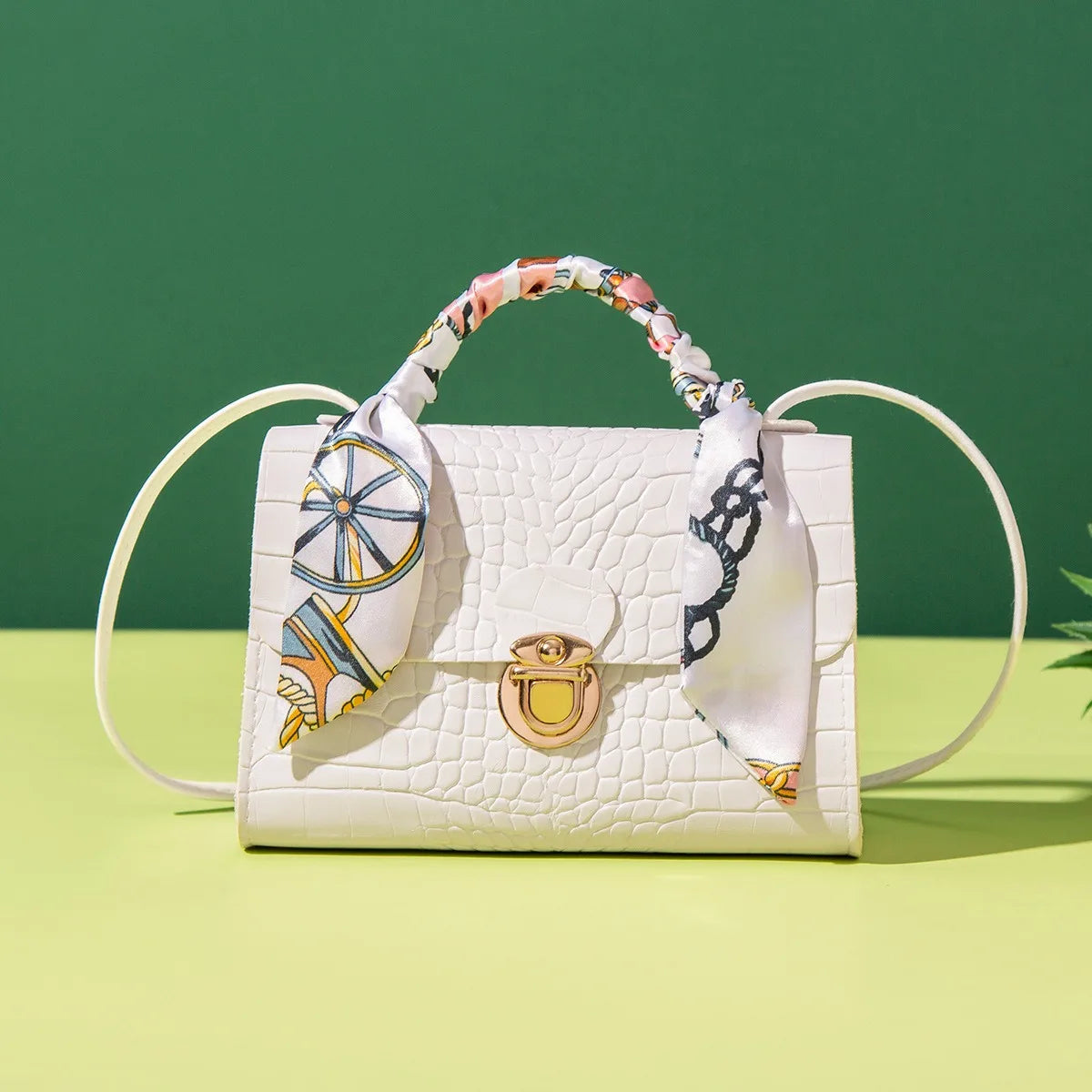 Bolso de mano a juego con estampado de cocodrilo para mujer, mini bolso de hombro multifuncional
