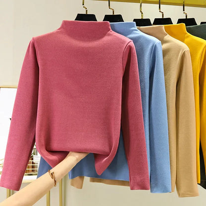 Camisa gruesa de manga larga con Base de forro polar de doble cara para mujer