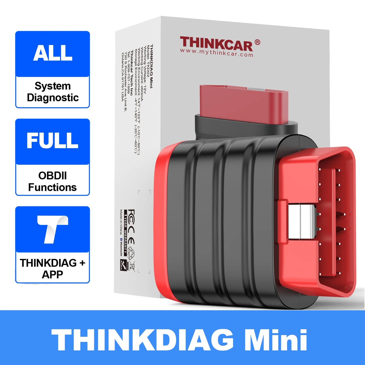 THINKCAR THINKDIAG Mini OBD2 Escáner Bluetooth para todos los autos Diagnóstico completo del sistema Herramienta de diagnóstico automático gratuita de por vida Lectura/borrado de errores