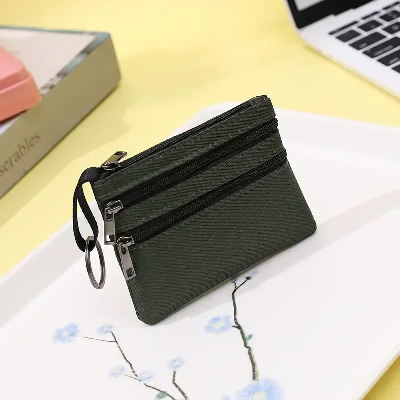 Mini monedero de lona con cremallera Simple unisex