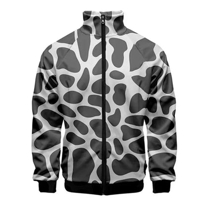 Chaqueta unisex con cremallera de piel de serpiente de tigre impresa  para hombres, abrigo de manga larga con patrón de Animal fresco, chaquetas sueltas con personalidad, Top de ropa de calle