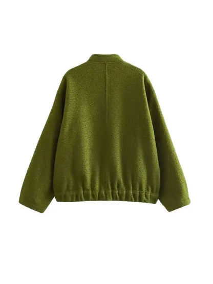 Chaqueta Bomber de gran tamaño con bolsillos para mujer, abrigo Vintage de manga larga con botón a presión, prendas de vestir exteriores para mujer, Tops elegantes
