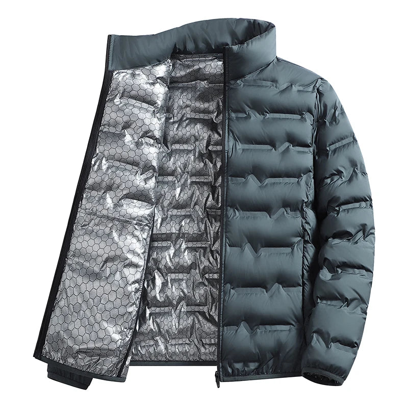 Chaqueta de invierno informal cálida para hombre, chaqueta de senderismo para exteriores, ropa de abrigo a prueba de viento, abrigos gruesos de Color sólido para hombre, abrigos de moda con cuello levantado