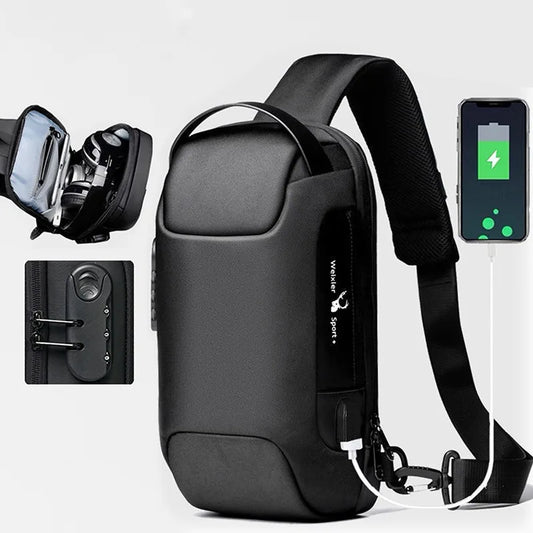 Men's USB Crossbody Bag Anti-theft Waterproof Oxford Multifunction Short Travel Shoulder Bag