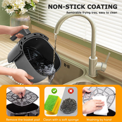 Freidora sin aceite de 4 l, 1500 W, circulación de aire rápida, temporizador de 30 minutos, temperatura ajustable de 80 a 200 ℃, sin aceite, sin humo, sin BPA