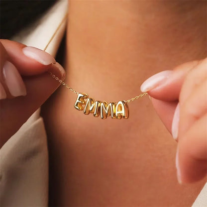 Collares con letras de burbuja personalizados en 3D, collares con nombre de globo para mujeres y niñas, joyería personalizada con nombre en oro de 18 quilates.