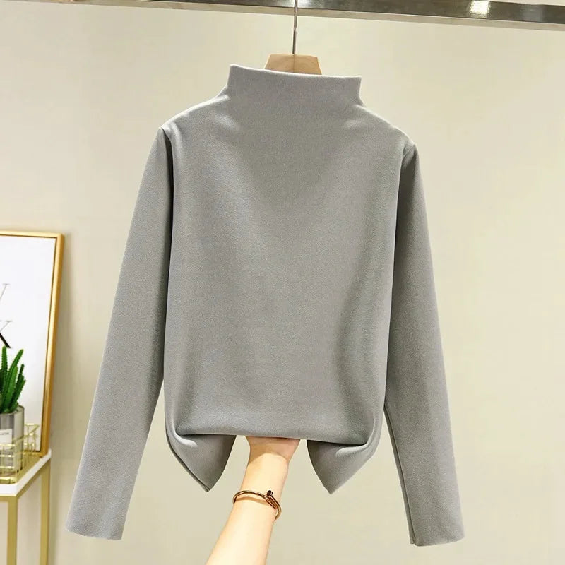 Camisa gruesa de manga larga con Base de forro polar de doble cara para mujer