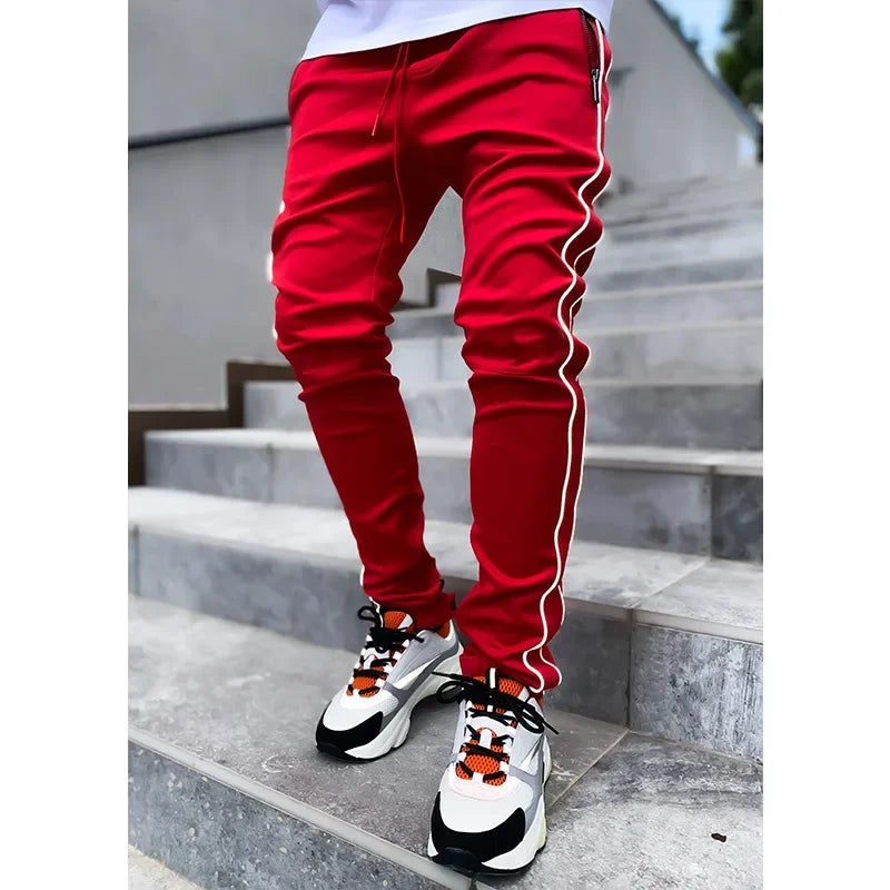 Pantalones Cargo de primavera y otoño para hombre, pantalones informales deportivos de pierna recta reflectantes