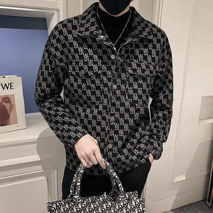 Chaqueta informal con cuello clásico para hombre,  abrigo de ocio de estilo callejero de marca a la moda