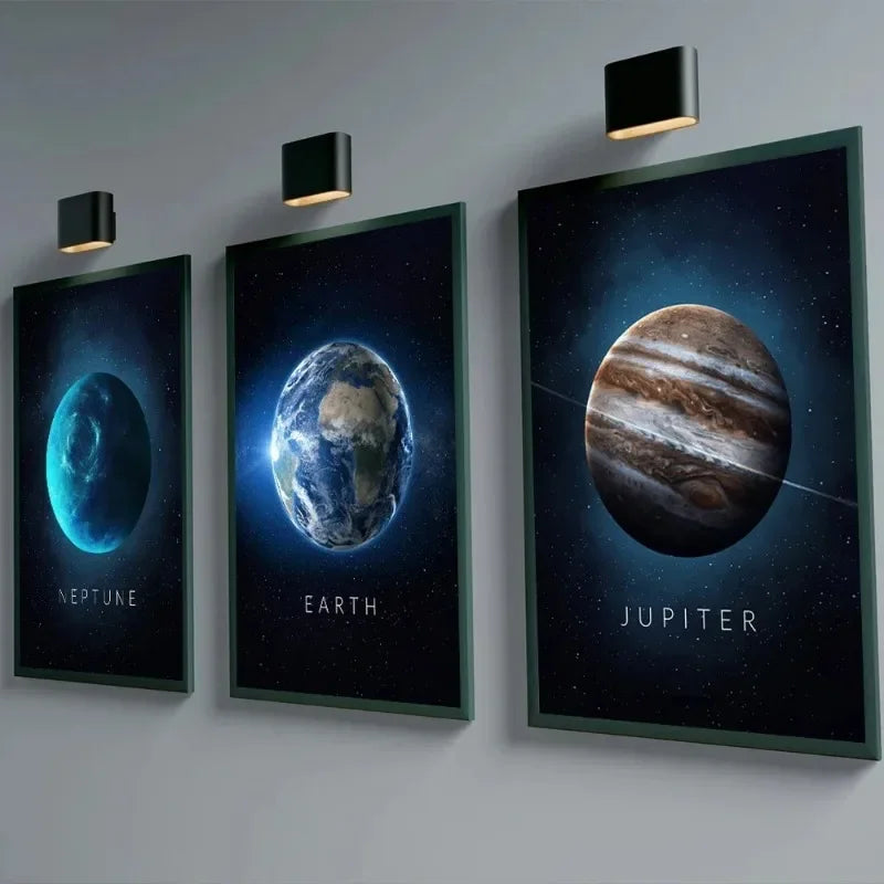 Cuadros de sol y Venus, carteles nórdicos para vivir, Saturno, Marte, tierra, Plutón, planeta, arte de pared, lienzo e impresiones, decoración de pared para habitación