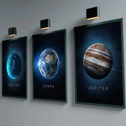 Cuadros de sol y Venus, carteles nórdicos para vivir, Saturno, Marte, tierra, Plutón, planeta, arte de pared, lienzo e impresiones, decoración de pared para habitación