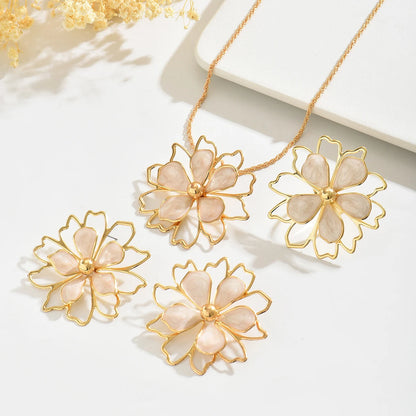 Pendientes de flores esmaltados huecos coloridos a la moda