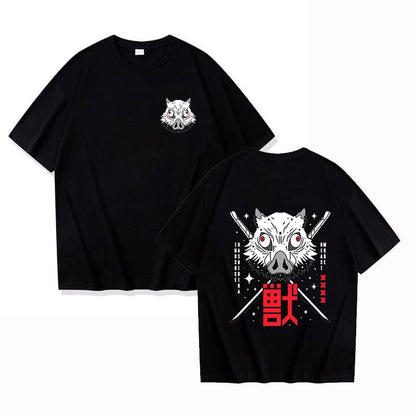 Camiseta con estampado de Hashibira Inosuke para mujer, camiseta de manga corta a la moda con estampado de anime callejero, camiseta informal de verano con personalidad