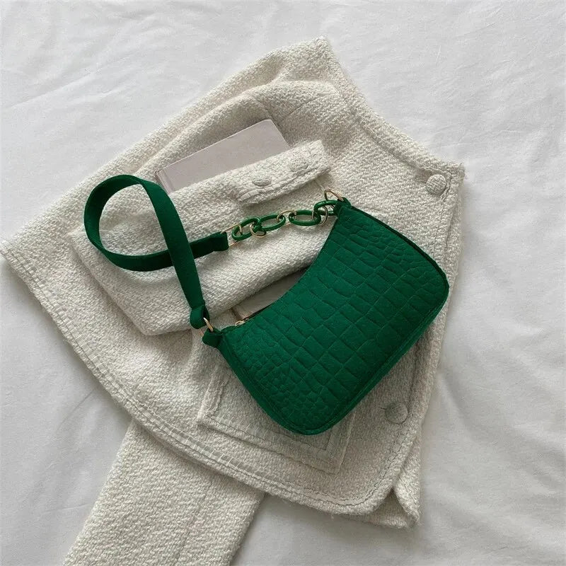 Bolso de mano de lujo con diseño de axila de fieltro para mujer