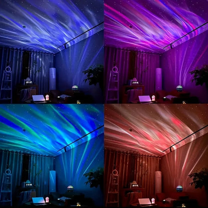 Proyector de cielo estrellado de auroras boreales, luz nocturna LED con control remoto USB, una variedad de estilos para la decoración del hogar, el dormitorio y la fiesta.